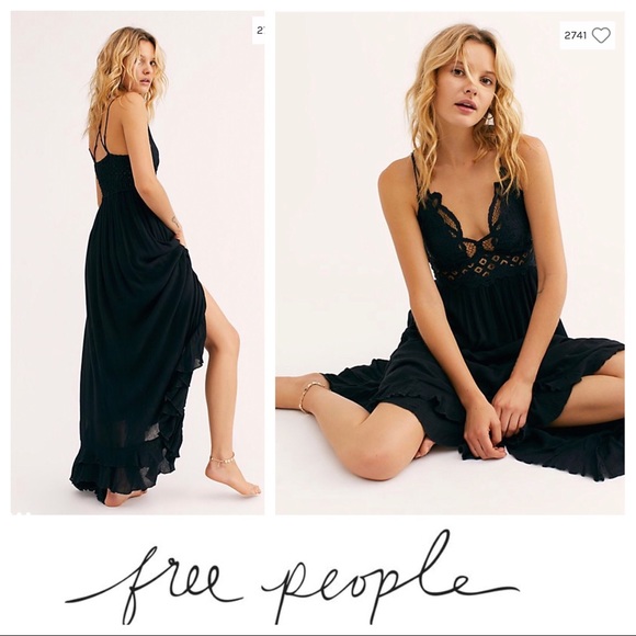 Free People Dresses & Skirts - NWT $128 Free People Adela Lace Maxi Slip in Black